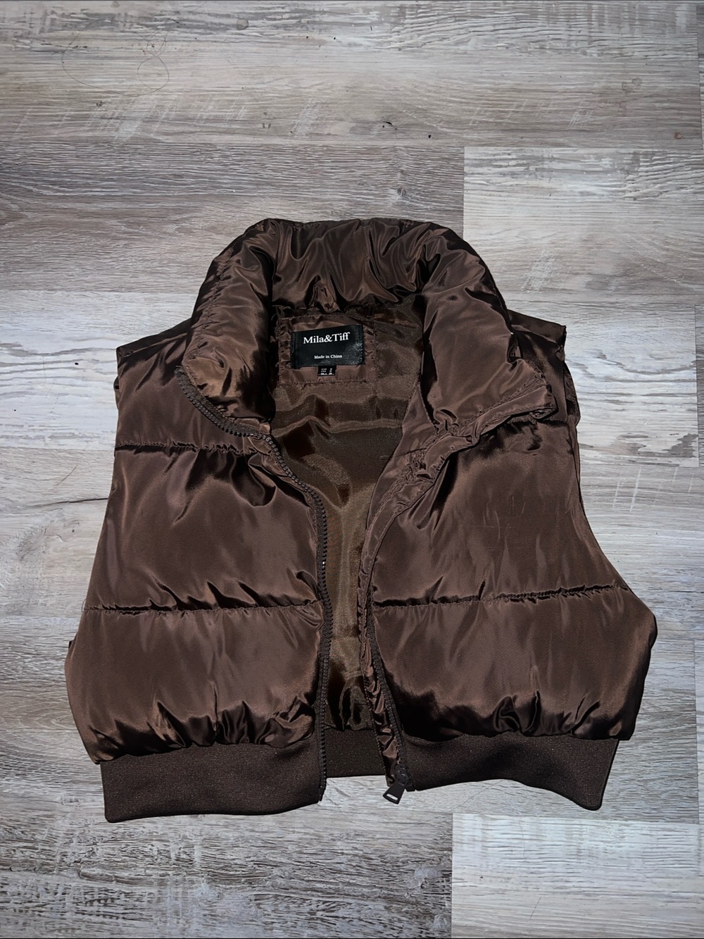 Mila & Tiff Brown Puffer Vest